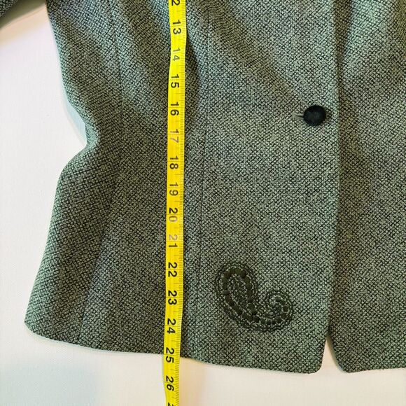 Vintage Judith Hart Blazer Womens 12 Green Paisley Embroidered Tweed 90s Jacket - Picture 8 of 16